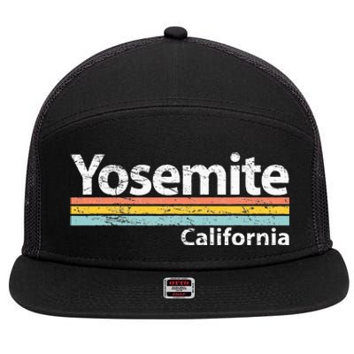 Yosemite National Park California Retro Stripes Classic 7 Panel Mesh Trucker Snapback Hat