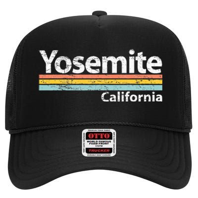 Yosemite National Park California Retro Stripes Classic High Crown Mesh Back Trucker Hat