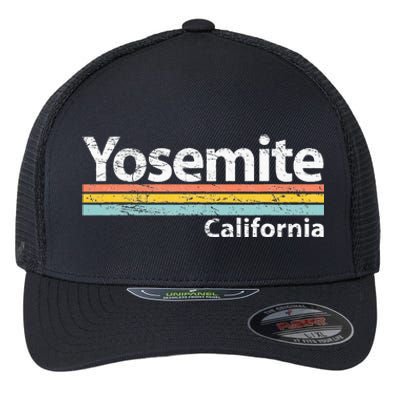 Yosemite National Park California Retro Stripes Classic Flexfit Unipanel Trucker Cap