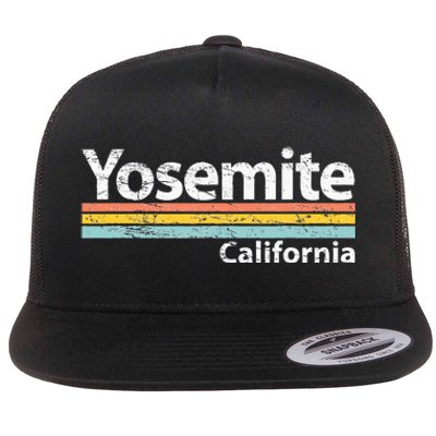 Yosemite National Park California Retro Stripes Classic Flat Bill Trucker Hat