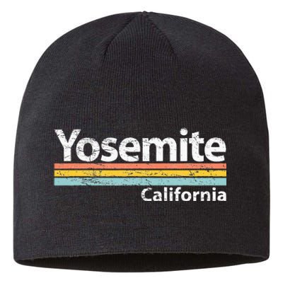 Yosemite National Park California Retro Stripes Classic Sustainable Beanie