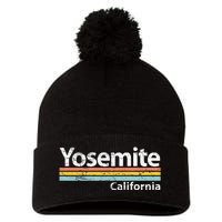 Yosemite National Park California Retro Stripes Classic Pom Pom 12in Knit Beanie