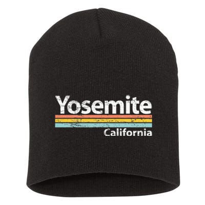 Yosemite National Park California Retro Stripes Classic Short Acrylic Beanie