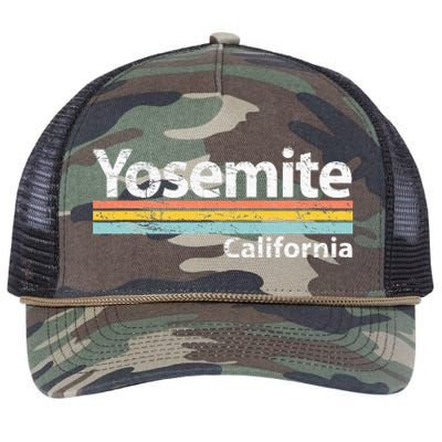 Yosemite National Park California Retro Stripes Classic Retro Rope Trucker Hat Cap