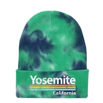 Yosemite National Park California Retro Stripes Classic Tie Dye 12in Knit Beanie