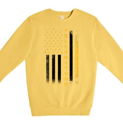 Yellowstone National Park Vintage American Flag Premium Crewneck Sweatshirt