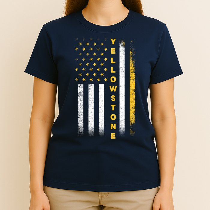 Yellowstone National Park Vintage American Flag T-Shirt