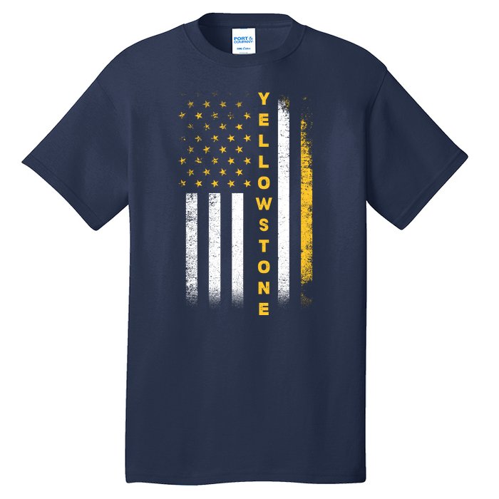 Yellowstone National Park Vintage American Flag Tall T-Shirt