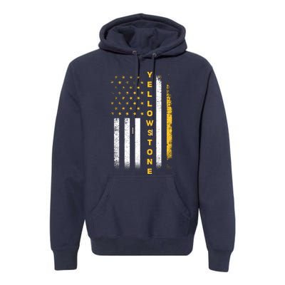 Yellowstone National Park Vintage American Flag Premium Hoodie