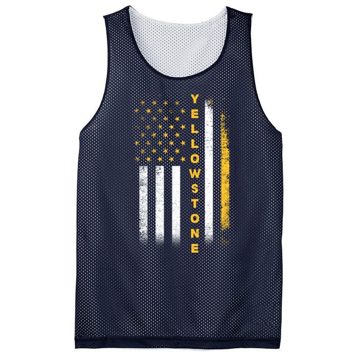 Yellowstone National Park Vintage American Flag Mesh Reversible Basketball Jersey Tank