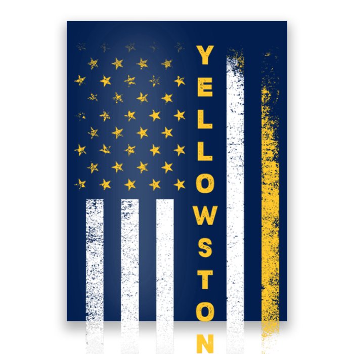 Yellowstone National Park Vintage American Flag Poster