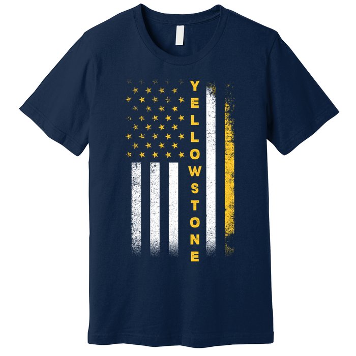 Yellowstone National Park Vintage American Flag Premium T-Shirt