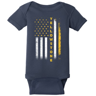 Yellowstone National Park Vintage American Flag Baby Bodysuit