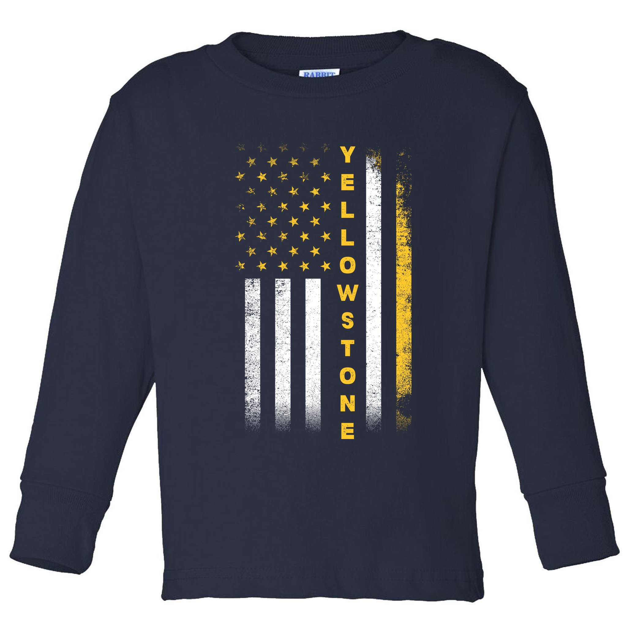 Yellowstone National Park Vintage American Flag Toddler Long Sleeve Shirt