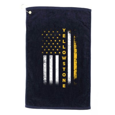 Yellowstone National Park Vintage American Flag Platinum Collection Golf Towel