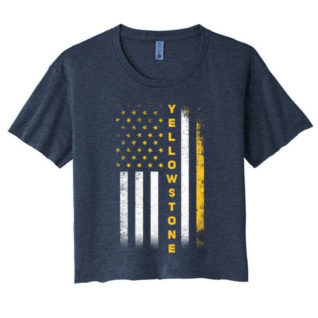 Yellowstone National Park Vintage American Flag Crop Top