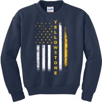 Yellowstone National Park Vintage American Flag Kids Sweatshirt