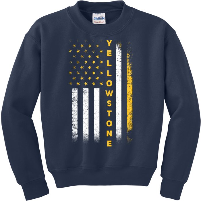 Yellowstone National Park Vintage American Flag Kids Sweatshirt