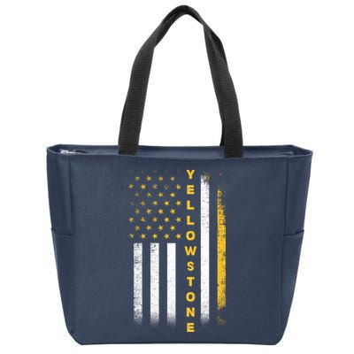 Yellowstone National Park Vintage American Flag Zip Tote Bag
