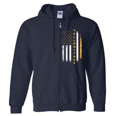 Yellowstone National Park Vintage American Flag Full Zip Hoodie