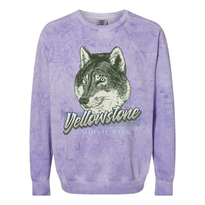 Yellowstone National Park Wolf Logo Colorblast Crewneck Sweatshirt