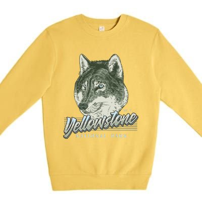 Yellowstone National Park Wolf Logo Premium Crewneck Sweatshirt