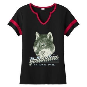 Yellowstone National Park Wolf Logo Ladies Halftime Notch Neck Tee