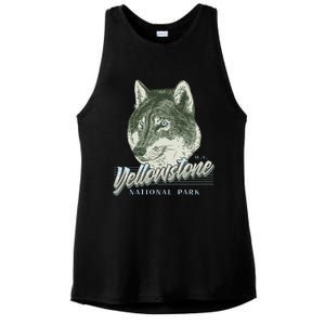 Yellowstone National Park Wolf Logo Ladies PosiCharge Tri-Blend Wicking Tank