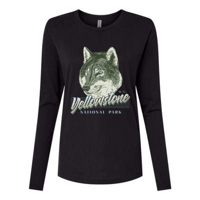 Yellowstone National Park Wolf Logo Womens Cotton Relaxed Long Sleeve T-Shirt