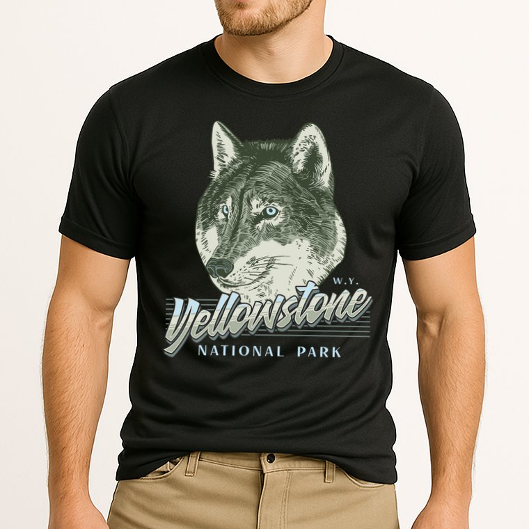 Yellowstone National Park Wolf Logo Cooling Performance Crew T-Shirt