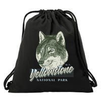 Yellowstone National Park Wolf Logo Drawstring Bag