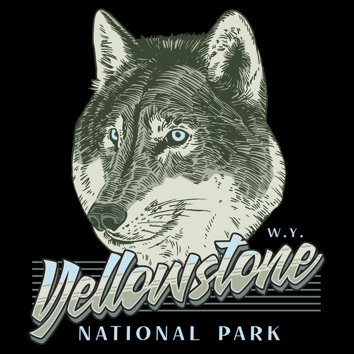 Yellowstone National Park Wolf Logo Drawstring Bag
