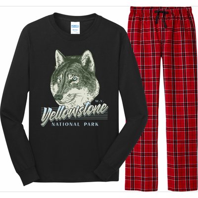 Yellowstone National Park Wolf Logo Long Sleeve Pajama Set