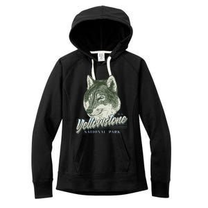 Yellowstone National Park Wolf Logo Women's Fleece Hoodie