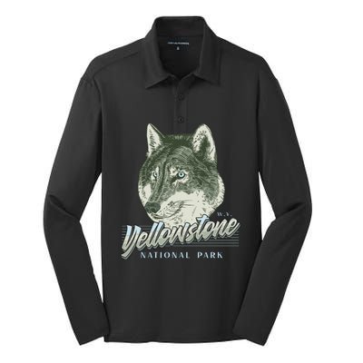 Yellowstone National Park Wolf Logo Silk Touch Performance Long Sleeve Polo