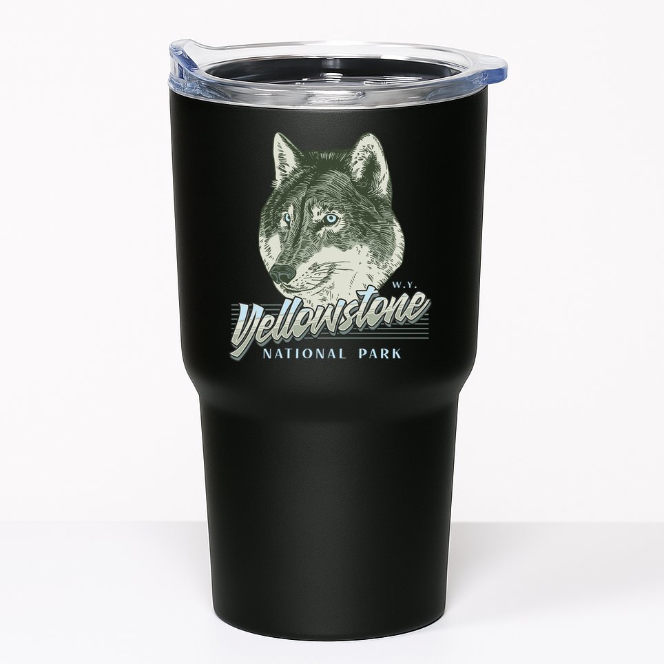 Yellowstone National Park Wolf Logo Tumbler