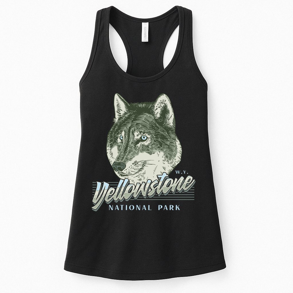 Yellowstone National Park Wolf Logo Womens Tank Top