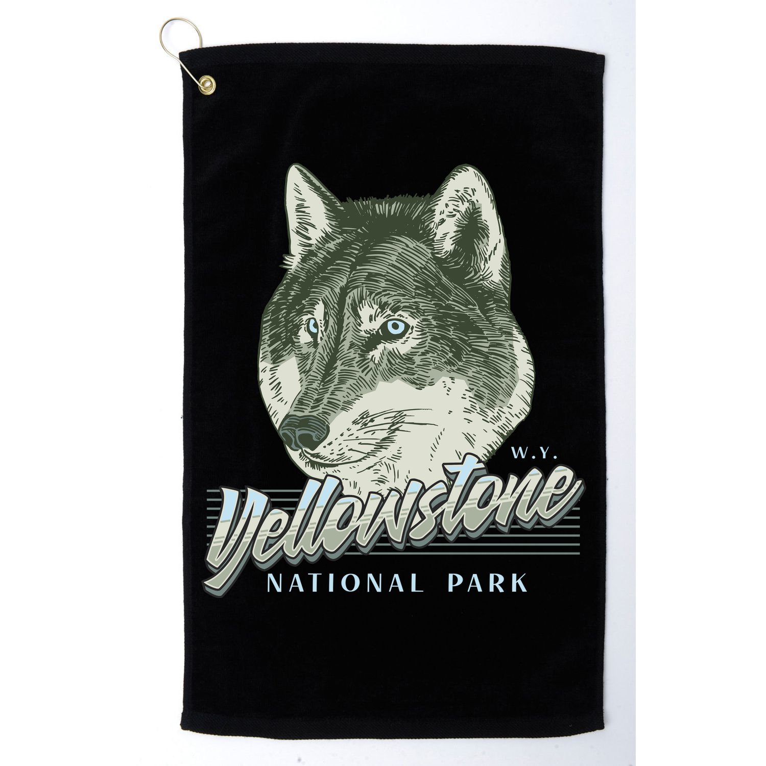 Yellowstone National Park Wolf Logo Golf Towel
