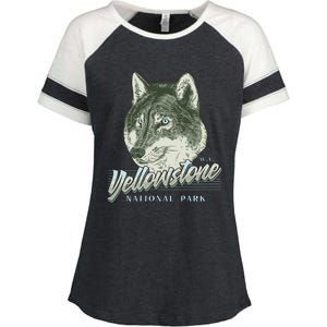 Yellowstone National Park Wolf Logo Enza Ladies Jersey Colorblock Tee