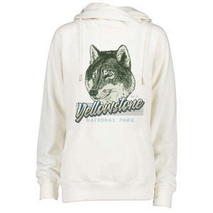 Yellowstone National Park Wolf Logo Womens Funnel Neck Pullover Hood