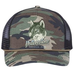 Yellowstone National Park Wolf Logo Retro Rope Trucker Hat Cap