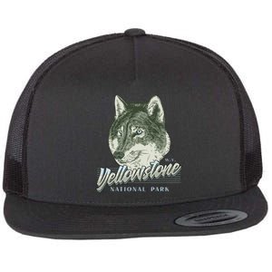 Yellowstone National Park Wolf Logo Flat Bill Trucker Hat