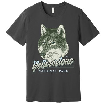 Yellowstone National Park Wolf Logo Premium T-Shirt