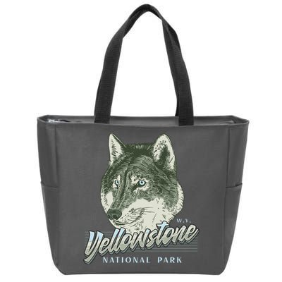 Yellowstone National Park Wolf Logo Zip Tote Bag