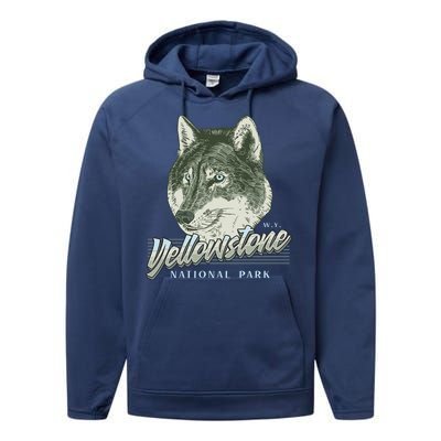 Yellowstone National Park Wolf Logo Performance Fleece Hoodie