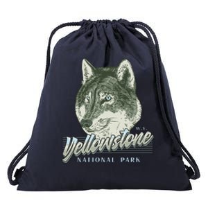 Yellowstone National Park Wolf Logo Drawstring Bag