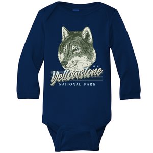 Yellowstone National Park Wolf Logo Baby Long Sleeve Bodysuit