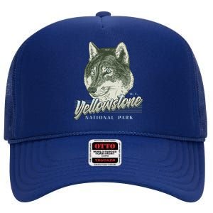 Yellowstone National Park Wolf Logo High Crown Mesh Back Trucker Hat