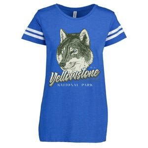 Yellowstone National Park Wolf Logo Enza Ladies Jersey Football T-Shirt