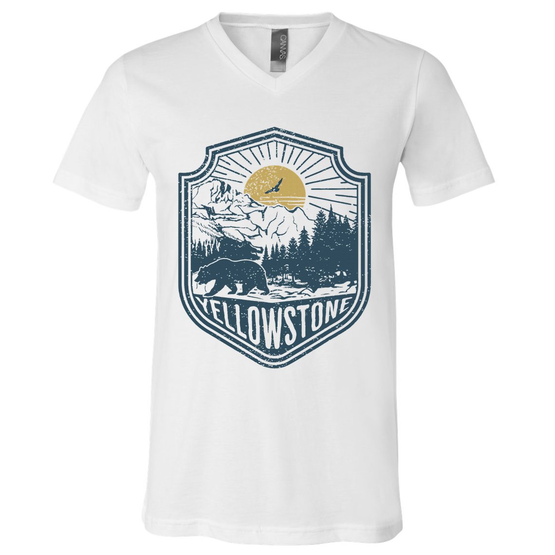 Yellowstone National Park Bear Nature Hiking Outdoors V-Neck T-Shirt